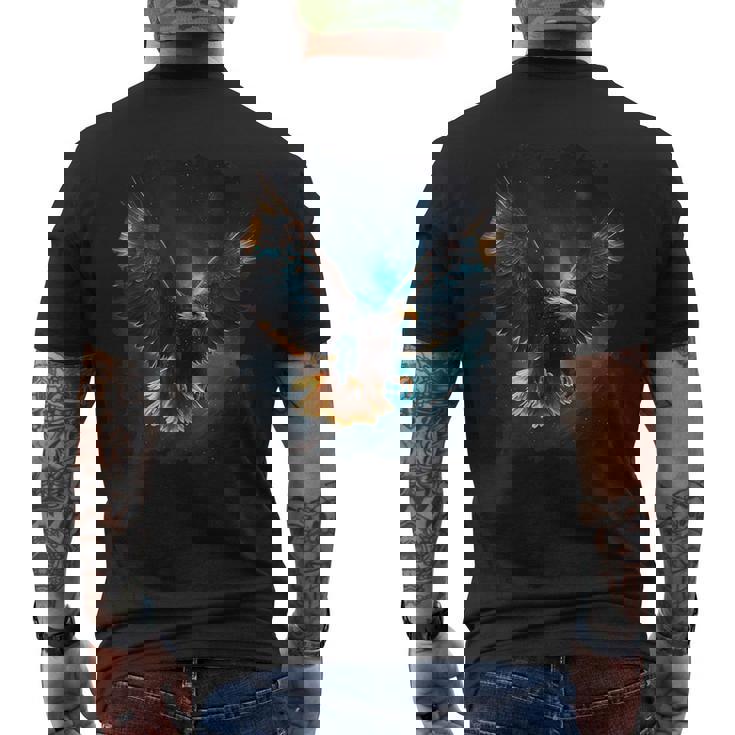 星空の雄大な鷲 メンズTシャツ バックプリント