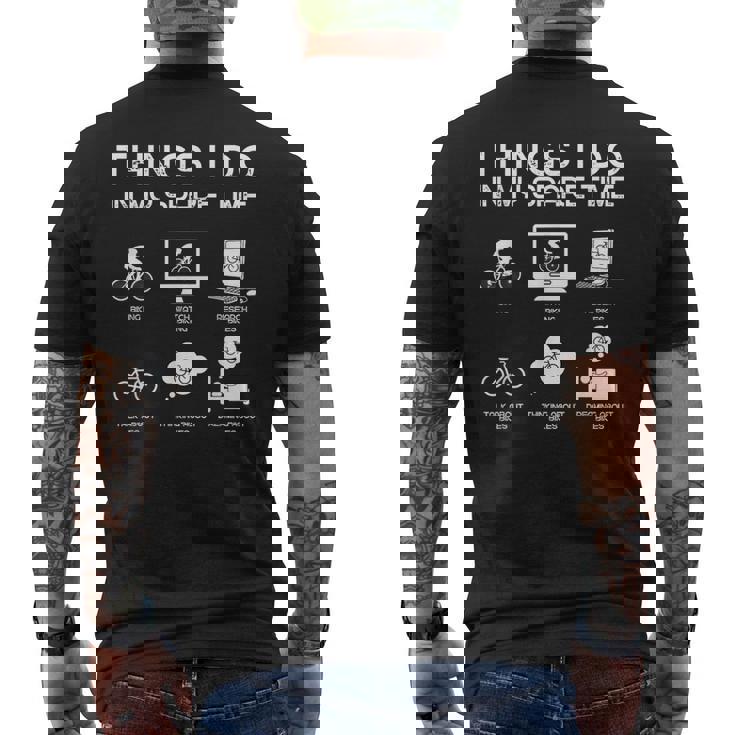 暇なときにすること面白い自転車愛好家 メンズTシャツ バックプリント