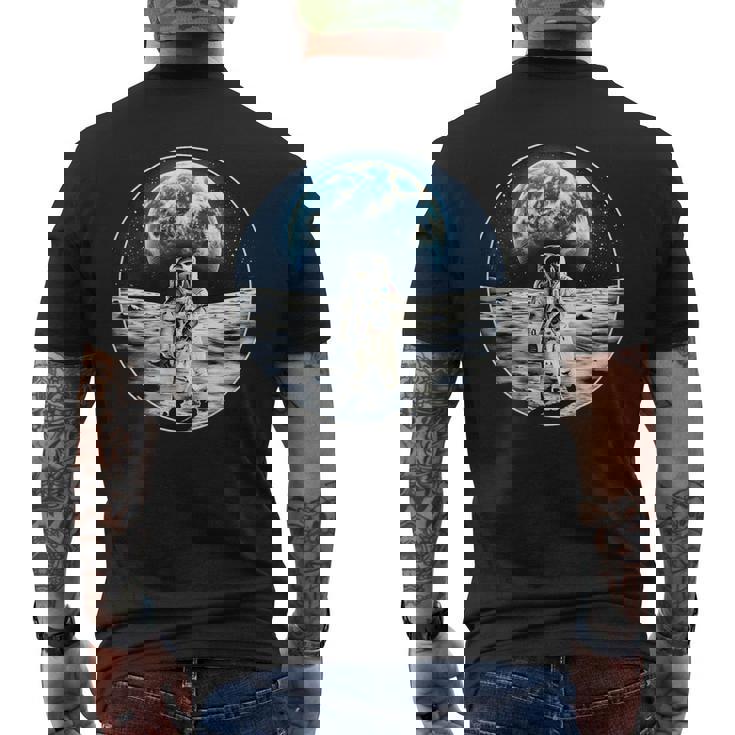 月面着陸 地球 グラフィック メンズTシャツ バックプリント