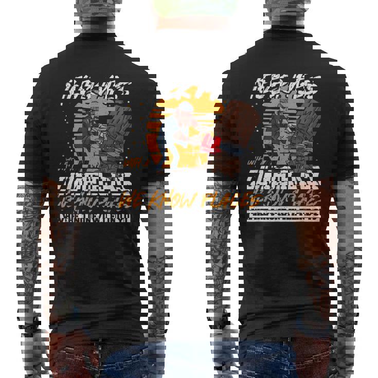 木こりを汚さない面白いロギング引用 メンズTシャツ バックプリント