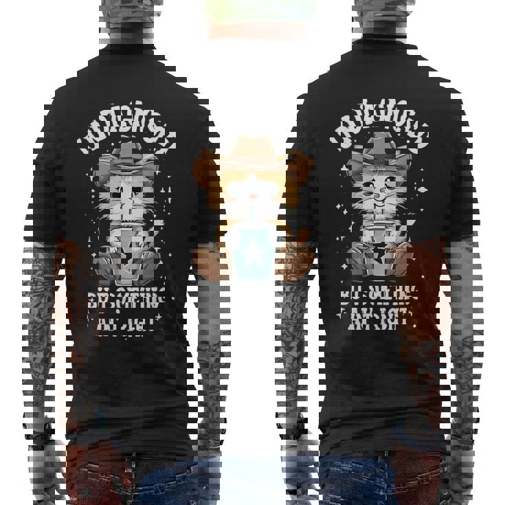 未診断だけど何かが違う猫ユーモア メンズTシャツ バックプリント