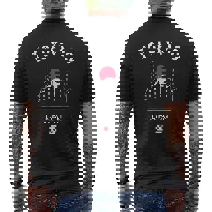 東京 日本 国旗 東京スカイライン ミニマリスト お土産 メンズTシャツ バックプリント