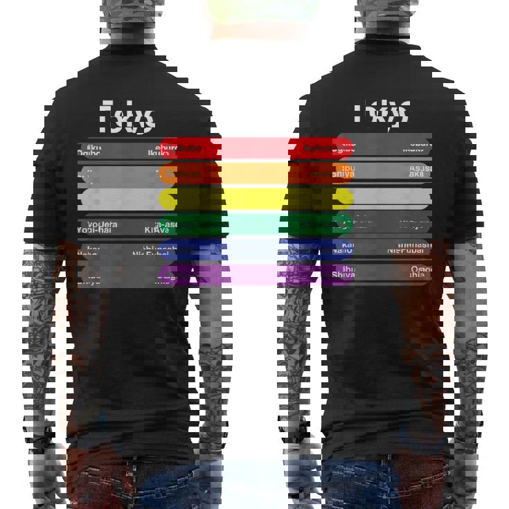 東京プライド レインボーフラッグ カラー メトロ鉄道 Lgbtq メンズTシャツ バックプリント