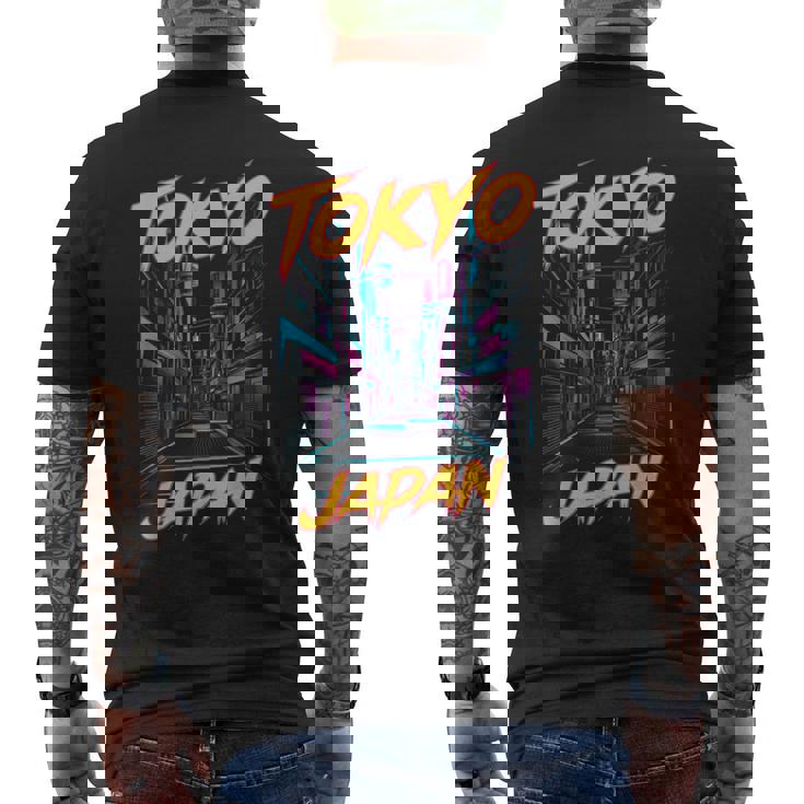 東京都 日本 アニメ スタイル 美的 芸術 アジアン 日本 メンズTシャツ バックプリント