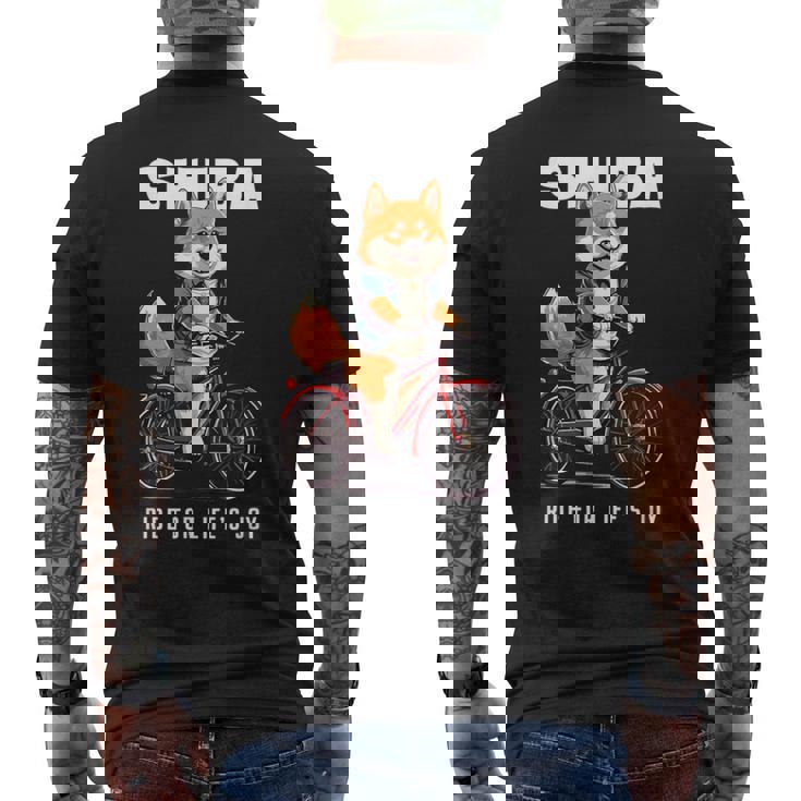 柴犬 いぬ イラスト 柴犬好き 犬好き 自転車 かわいい おもしろ レトロ Ride For Life's Joy メンズTシャツ バックプリント