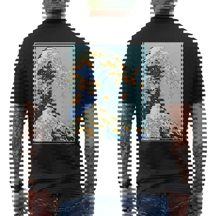 柴犬 大波 日本 神奈川 北斎 犬 動物 メンズTシャツ バックプリント