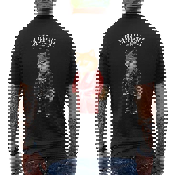 柴犬 柔道空手師 赤柔道師 メンズTシャツ バックプリント