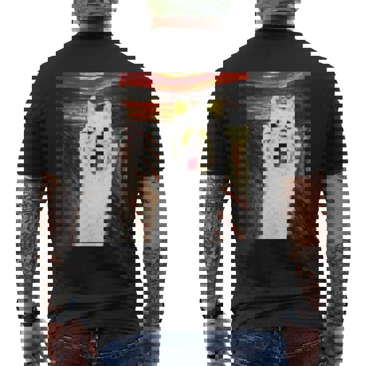 柴犬 面白いtシャツ 犬 ムンクの叫び かわいい メンズ 子供 おもしろ 服 グッズ ネタ わんこ イヌ メンズTシャツ バックプリント