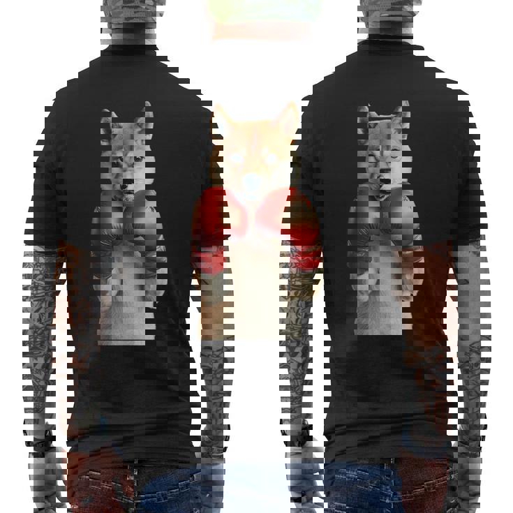 柴犬ボクシング 長袖tシャツ メンズTシャツ バックプリント