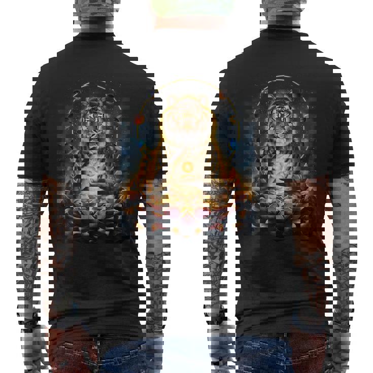 極楽浄土 天国 蓮の花 宇宙 虎 トラ メンズTシャツ バックプリント