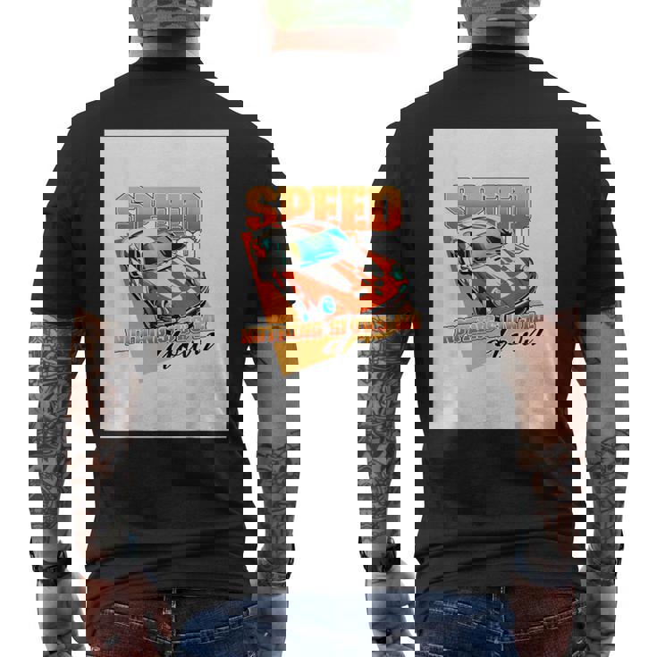 楽しいクールなレーシングカーイラスト メンズTシャツ バックプリント