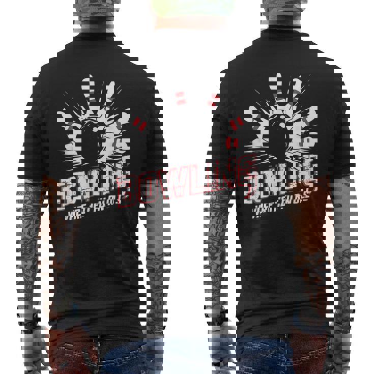 楽しいロールスボーリング パンヴィンテージボウリングボール メンズTシャツ バックプリント