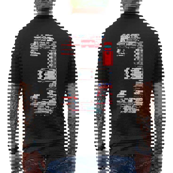 楽しい救急車 3歳の誕生日パーティー 男の子 3歳服 メンズTシャツ バックプリント