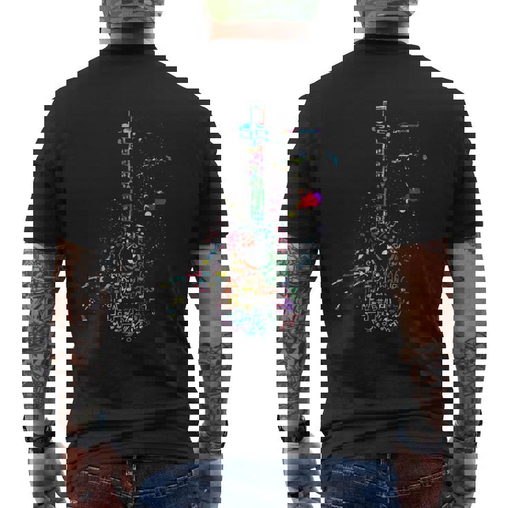 楽譜付きアコースティックギター、ギタリスト メンズTシャツ バックプリント