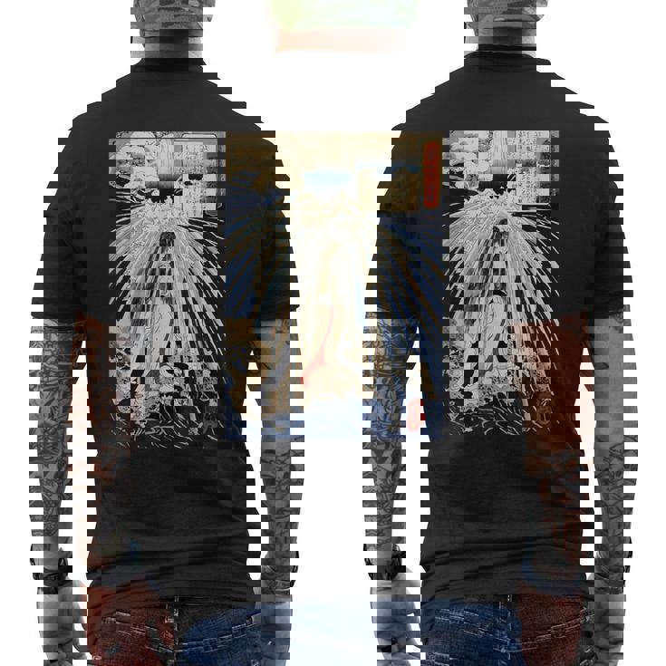 歌川国芳作 塔ノ沢の滝の下の初花 メンズTシャツ バックプリント