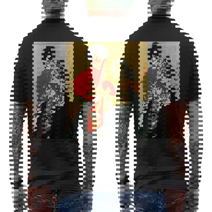 歌舞伎 俳優 日本劇出演者 四世片岡市蔵 上使の弁慶 役者絵 メンズTシャツ バックプリント