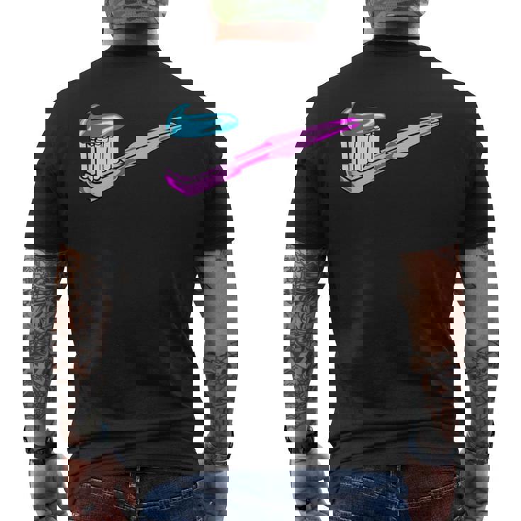 歯磨き粉付きピンク歯ブラシ メンズTシャツ バックプリント