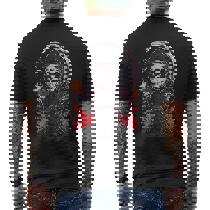 死神 スケルトン ハロウィン コスチューム 不気味 怖い メンズTシャツ バックプリント