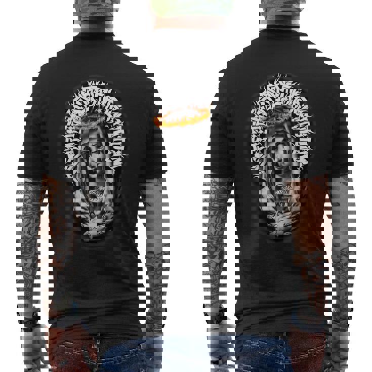 母マリア タトゥー Blessed Pray ゴシック メンズTシャツ バックプリント