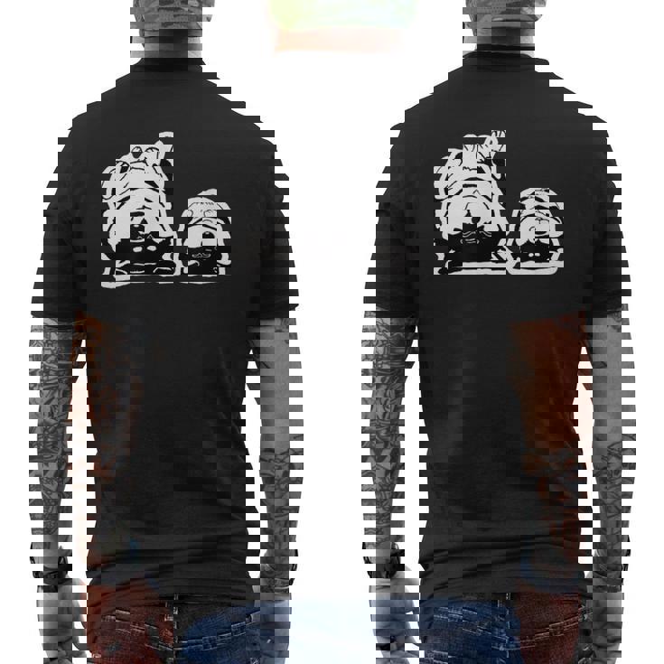 気持ちよく寝ている柴犬たち かわいい黒柴 柴犬イラスト メンズTシャツ バックプリント