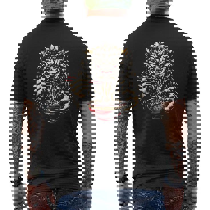 沖縄ジャパン シーサー ガーディアン ライオン ラーメン 沖縄土産 メンズTシャツ バックプリント