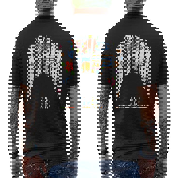 沖縄島ジャパン うちなちゅう 琉球 ビンガタ 沖縄紅型びんがた メンズTシャツ バックプリント