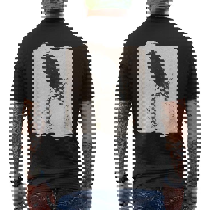 河鍋暁斎のカラス 浮世絵 日本画 日本文化 烏 メンズTシャツ バックプリント