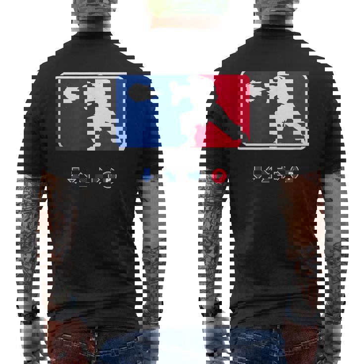 波動拳格闘スポーツリーグ-面白いアーケードゲーマー メンズTシャツ バックプリント