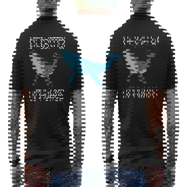 海 自然を愛する人 鯨のいる生活 メンズTシャツ バックプリント