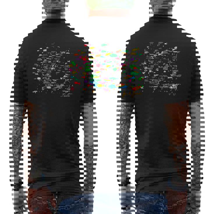 海の中の魚 メンズTシャツ バックプリント
