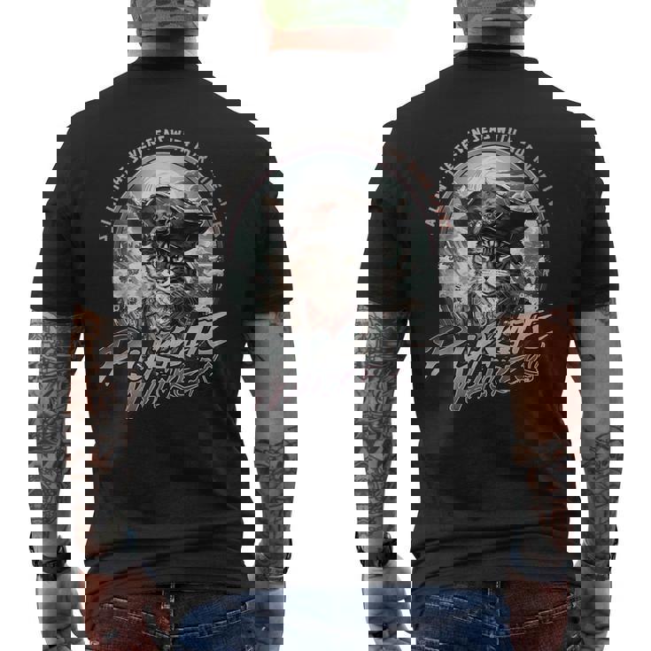 海賊ウィスカーおかしな海賊猫と帆走猫 メンズTシャツ バックプリント