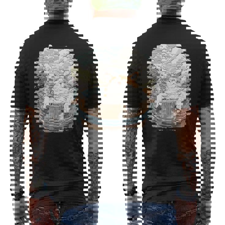 温泉 風呂 子猫 ペット好き 日本画 かわいい 猫 メンズTシャツ バックプリント