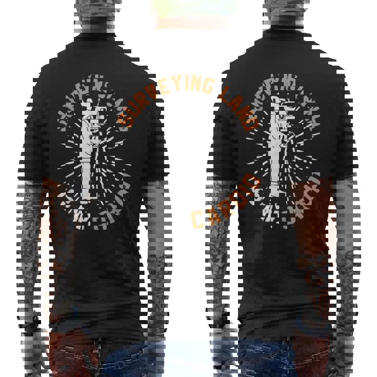 測量は有酸素運動 土地家屋調査士 土地家屋調査士 メンズTシャツ バックプリント