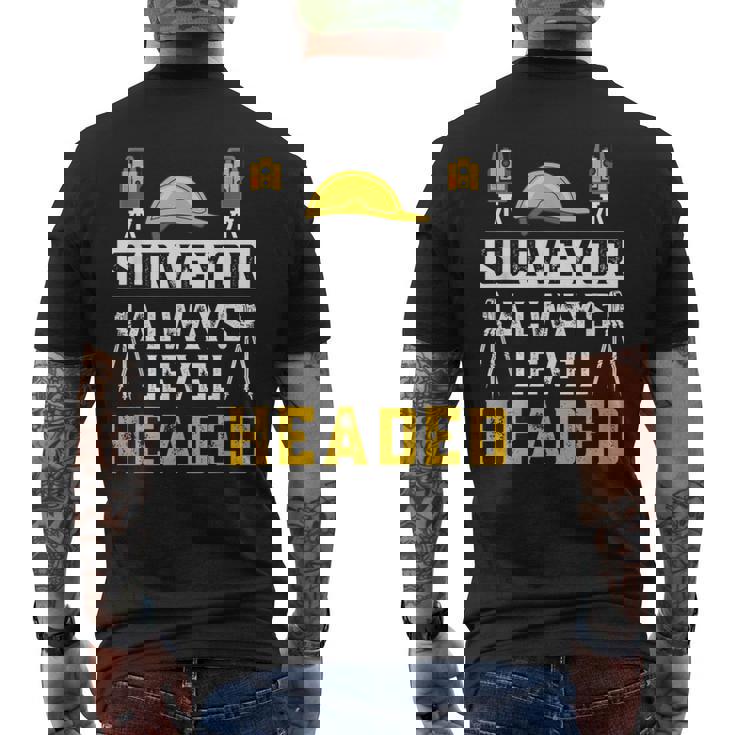 測量士 常に平常心 土地家屋調査士 土地家屋調査士 メンズTシャツ バックプリント