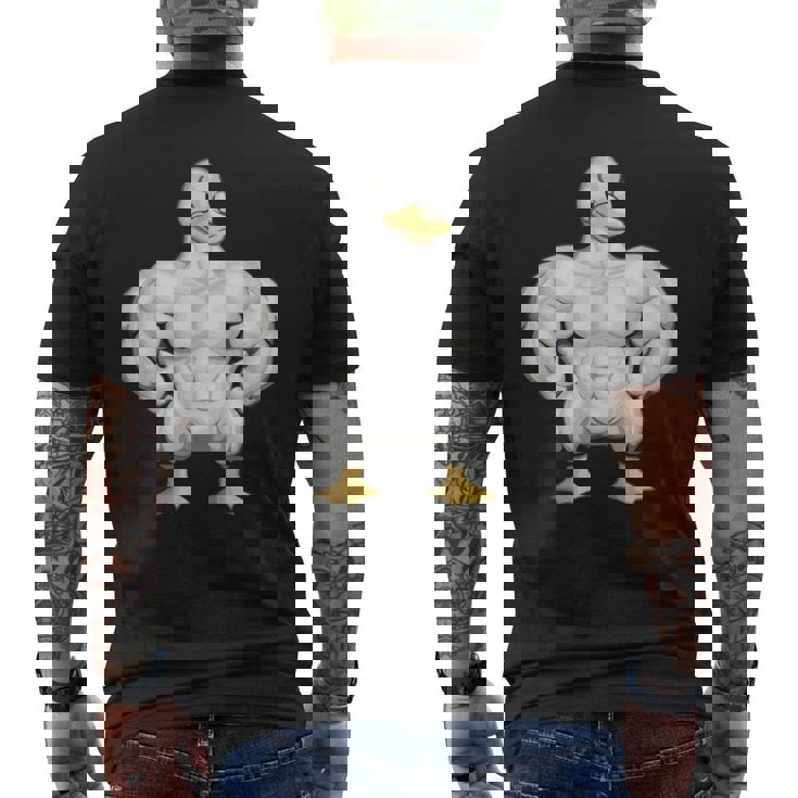 漫画の筋肉アヒル メンズTシャツ バックプリント