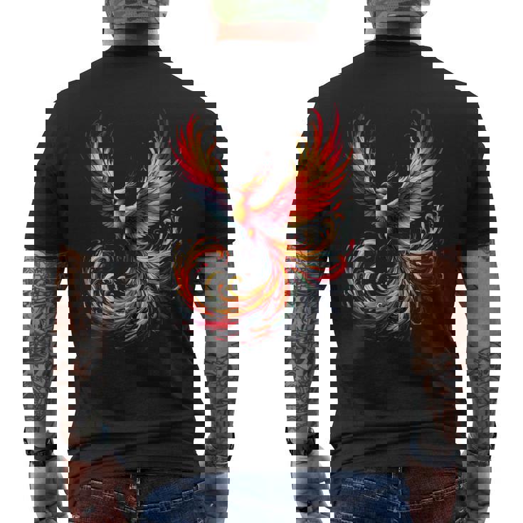 火の鳥 不死鳥 神話上の鳥 立ち上がり 再び生まれる 灰 長袖tシャツ メンズTシャツ バックプリント
