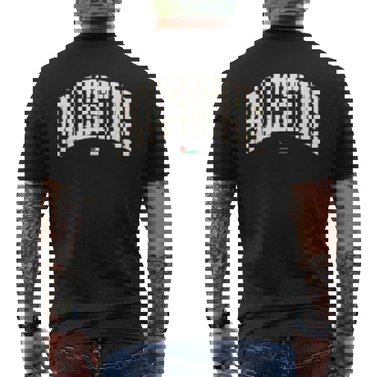 無料のパレスチナ大学代表チームフォント パレスチナの国旗を保存 メンズTシャツ バックプリント
