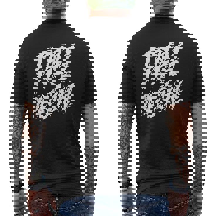 無料のパレスチナ抗議支援 ガザとエルサレムへのギフト メンズTシャツ バックプリント