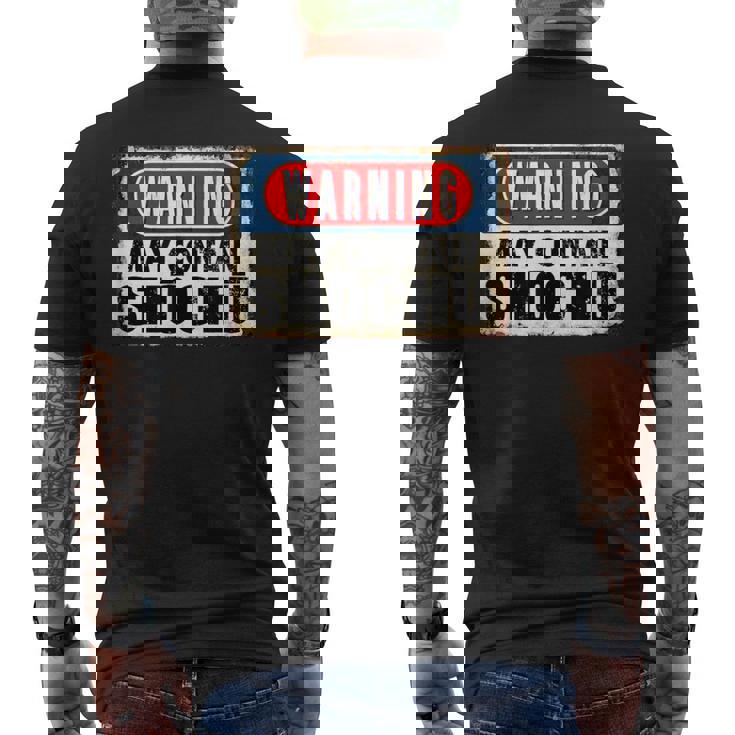 焼酎日本酒面白い警告サインが含まれている可能性があります メンズTシャツ バックプリント