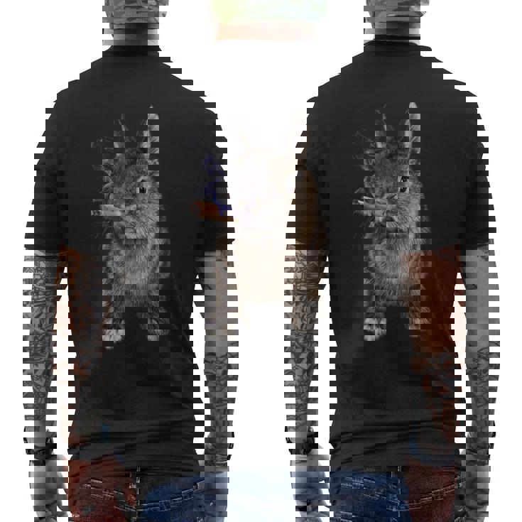 煙草を吸ううさぎ たばこ メンズTシャツ バックプリント