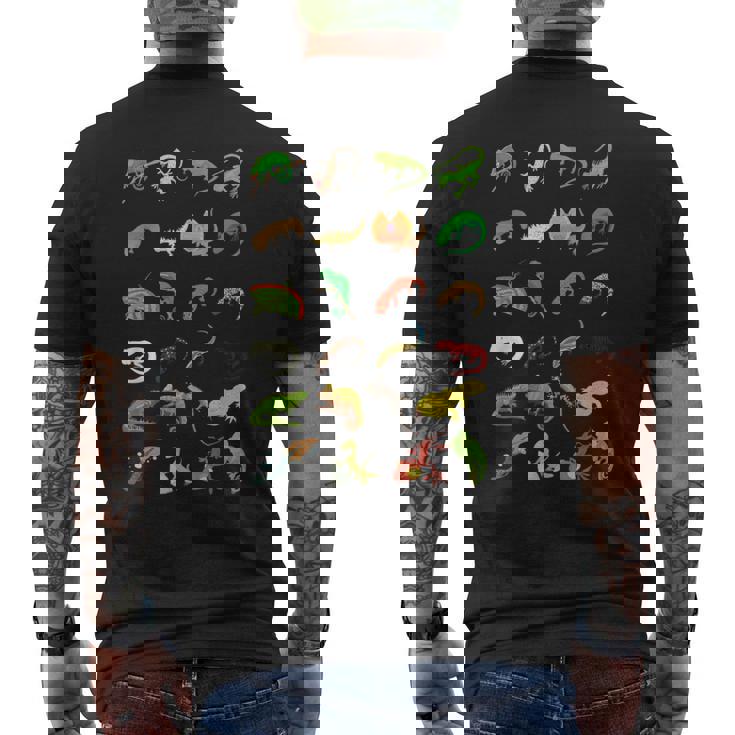 爬虫類 種別 かわいい ヤモリ トカゲ メンズTシャツ バックプリント