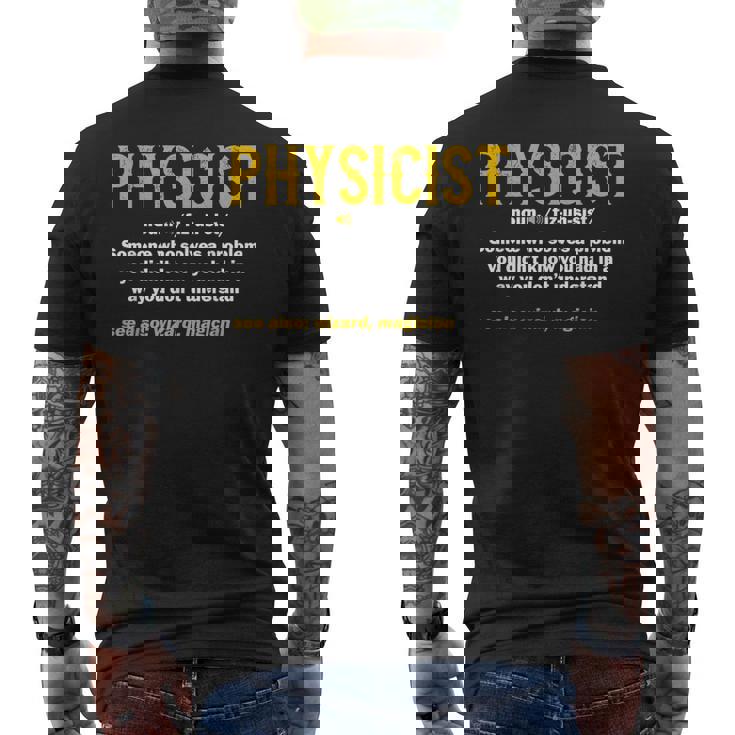 物理学者 定義 科学 オタク 面白い 魔法 メンズTシャツ バックプリント