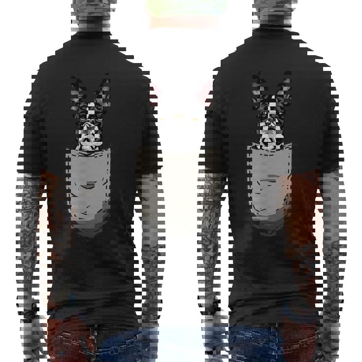 犬 365 ボストンテリア 犬 ポケット入り 犬好きのギフト メンズTシャツ バックプリント