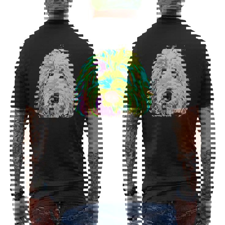 犬 カラフル ラブラドゥードル メンズTシャツ バックプリント