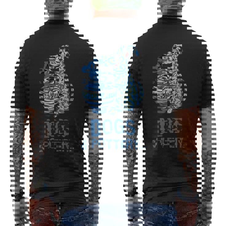 犬と陶器 面白い犬の陶芸家 アート メンズTシャツ バックプリント