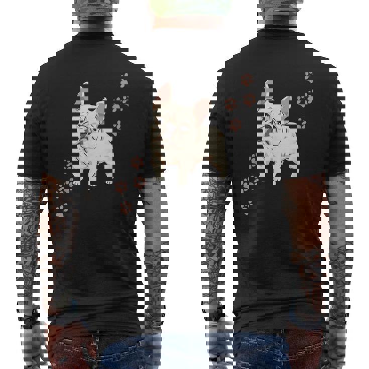 犬のプリントとフレンチブルドッグのグラフィック フレンチブルドッグ メンズTシャツ バックプリント