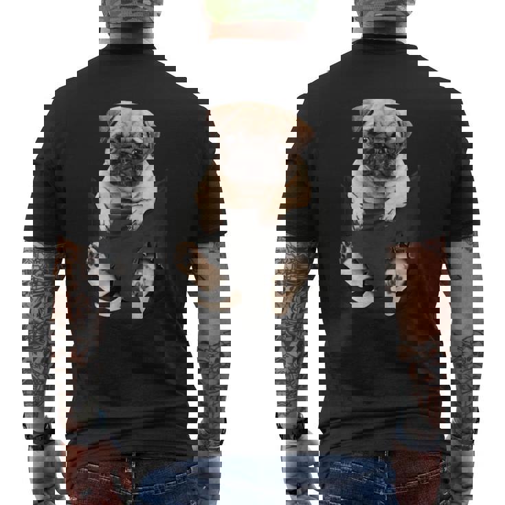 犬好き ギフト パグ イン バッグ メンズTシャツ バックプリント