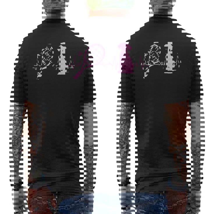 犬好き テニスプレーヤー コーチ 犬 スポーツ テニス 犬 メンズTシャツ バックプリント