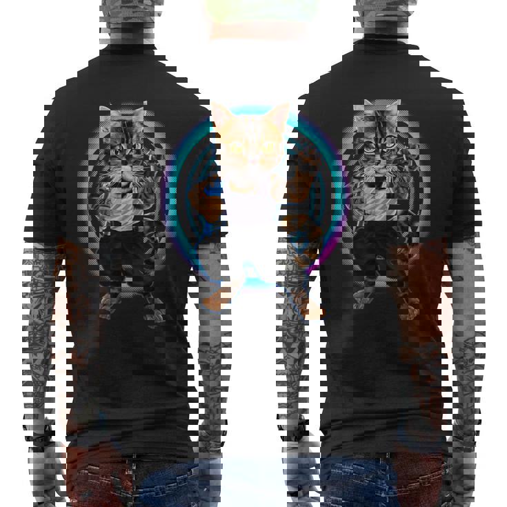 猫 ねこ カンフー メンズTシャツ バックプリント