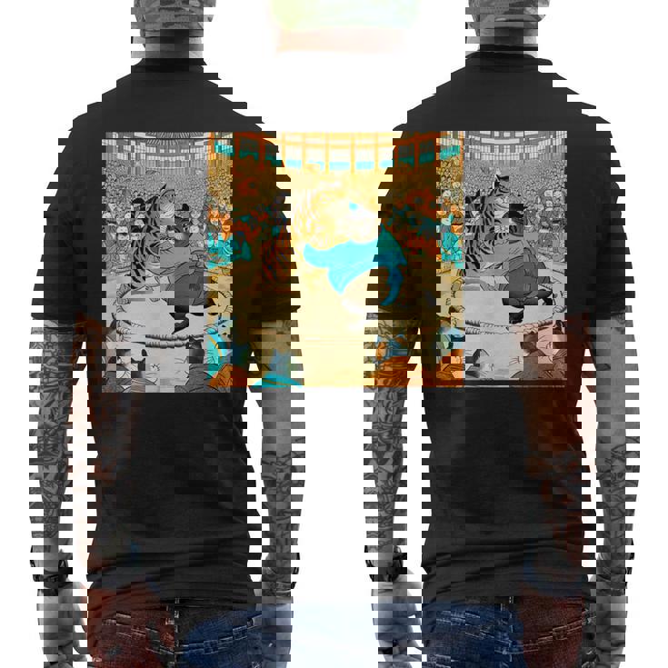 猫 ネコ 相撲 面白いtシャツ 文字入り メンズ おもしろ 面白い 服 おもしろグッズ ネタ 力士 浮世絵 メンズTシャツ バックプリント